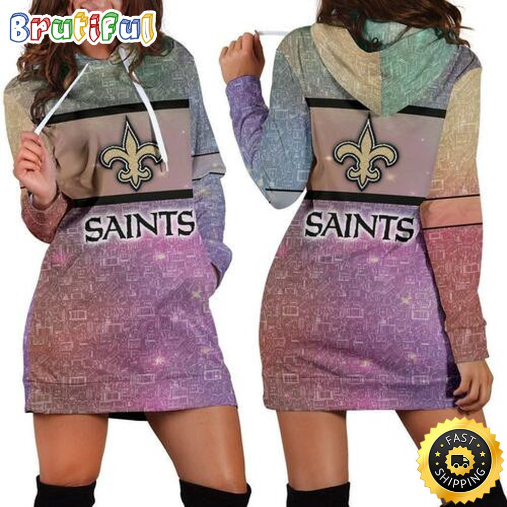 NFL New Orleans Saints Hoodie Dress All Over Print For Women Hoodie