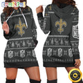 NFL New Orleans Saints Hoodie Dress Christmas Print Hoodie Dress For Women