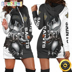 NFL New Orleans Saints Hoodie Dress Jack Skellington And Zero All Over Print Hoodie Women