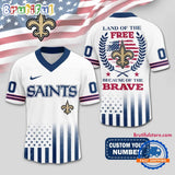 NFL New Orleans Saints Land Of The Free Because of The Brave Football Jersey