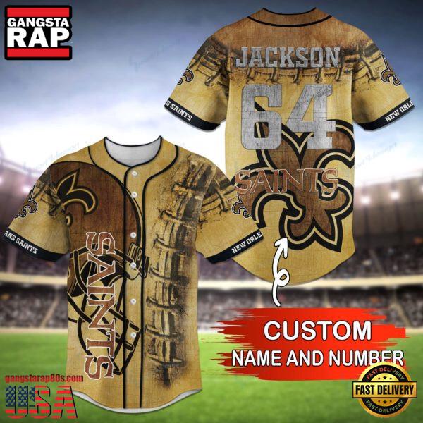 NFL New Orleans Saints Custom Name Number Name Number Baseball Jersey Shirt