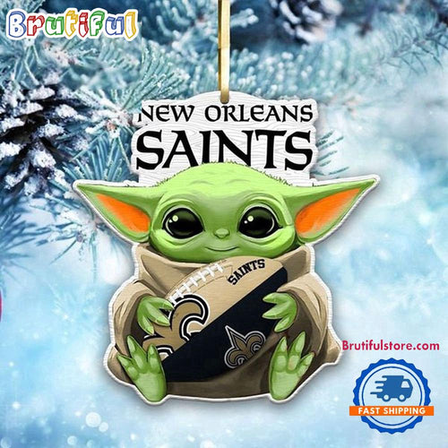 NFL New Orleans Saints Special Baby Yoda Star Wars Movies Christmas Ornament, Football Christmas Tree Ornament