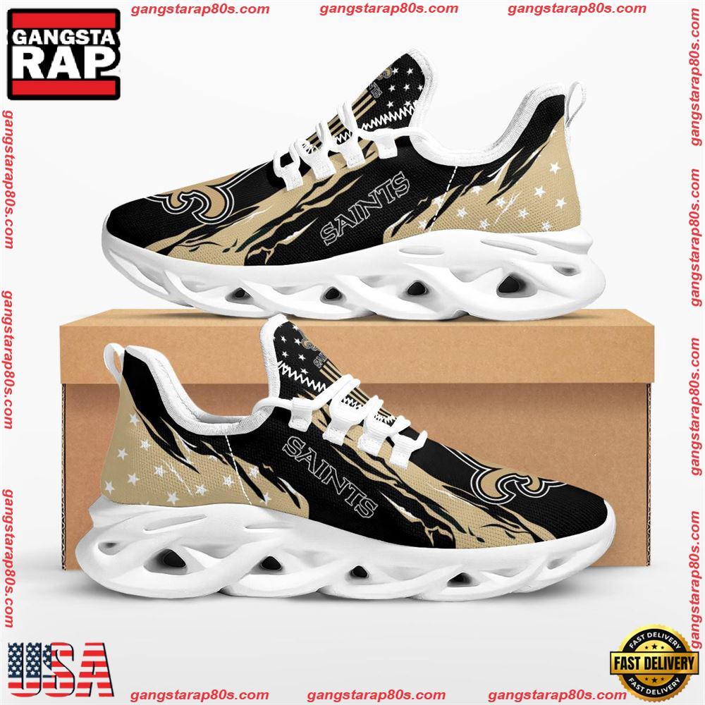 NFL New Orleans Saints Stars and Stripes Max Soul Shoes Running Sneakers Running Sneakers