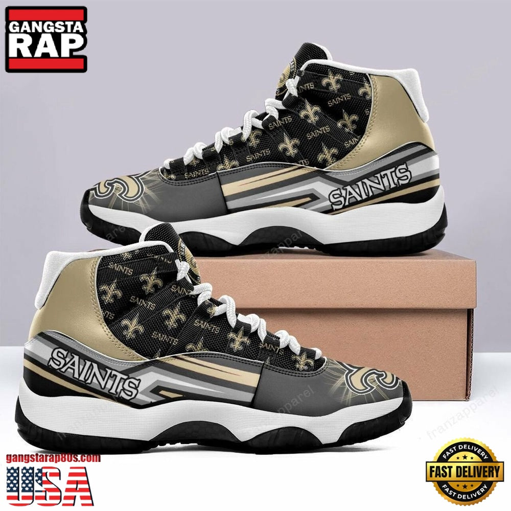 NFL New Orleans Saints Team Unique Design Air Jordan 11 Shoes