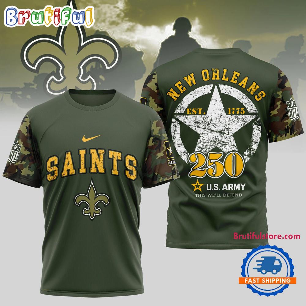 NFL New Orleans Saints US Army 250th Birthday Celebration 3D Shirt