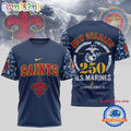 NFL New Orleans Saints US Marines 250 Years Est.1775 Unisex 3D T Shirt