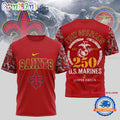 NFL New Orleans Saints US Marines 250 Years Semper Fidelis 3D Shirt