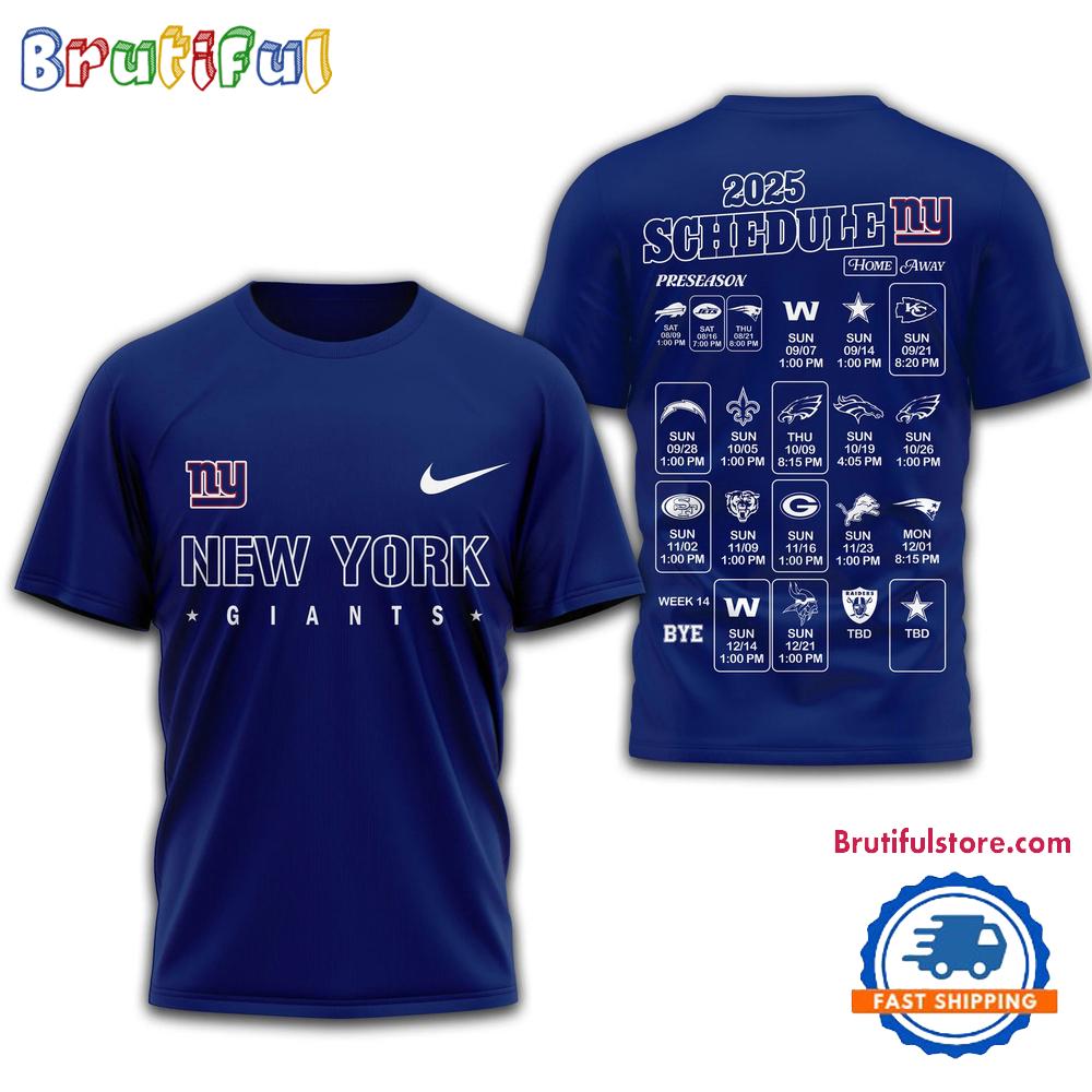NFL New York Giant 2025 SCHEDULE Unisex 3D Shirt
