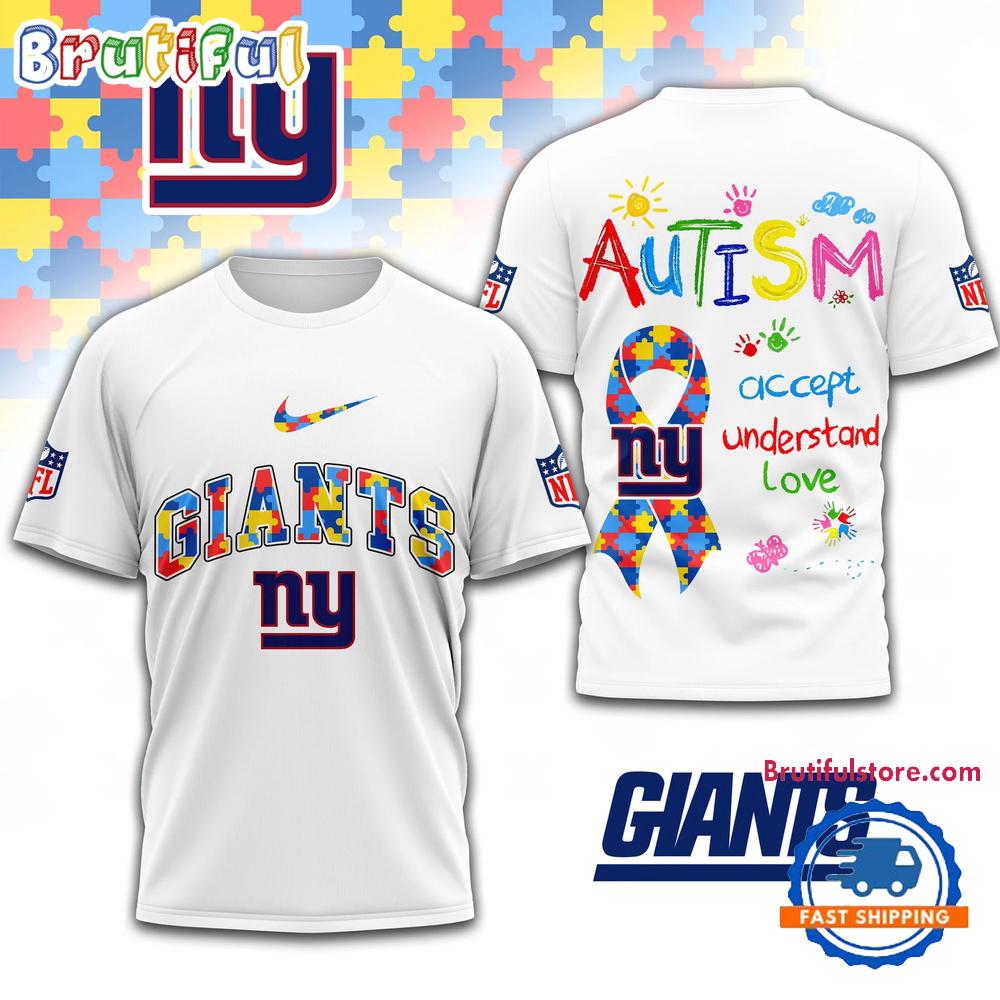 NFL New York Giants Autism Awareness Accept Understand Love All Over Print Shirt