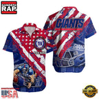 NFL New York Giants Football American Flag Mascot Custom Name Aloha Hawaiian Shirt