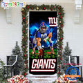 NFL New York Giants Football Team Christmas Door Cover, Football Christmas Door Wrap