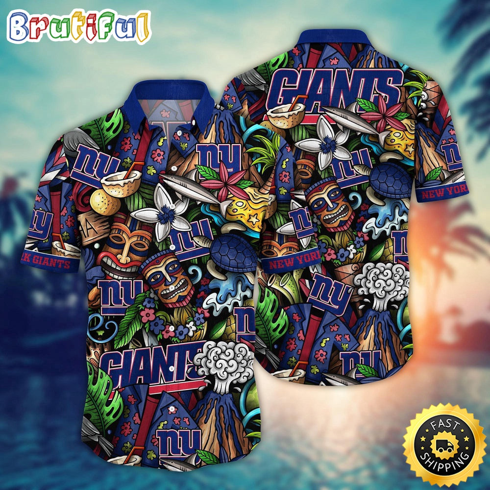 NFL New York Giants Hawaii Shirt Flower Tiki Me Off Aloha Shirt