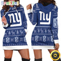 NFL New York Giants Hoodie Dress Christmas Print Hoodie Dress For Women
