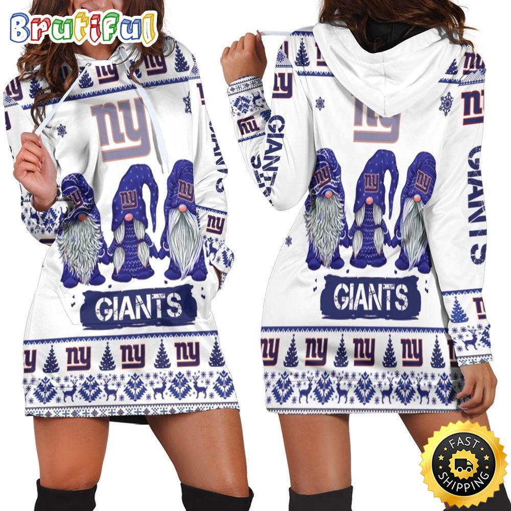 NFL New York Giants Hoodie Dress Gnomes All Over Print Hoodie Women