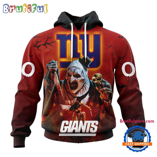 NFL New York Giants Horror Terrifier Ghoulish Valak Halloween Football Hoodie