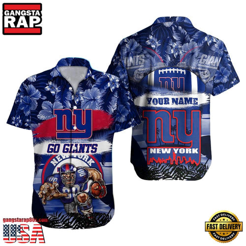 NFL New York Giants Mascot Football Aloha Hawaiian Shirt