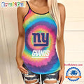 NFL New York Giants Rainbow Pattern Summer Women’s Criss Cross Tank Top