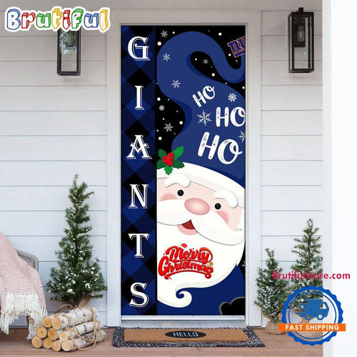 NFL New York Giants Santa Claus HoHoHo Football Christmas Door Cover