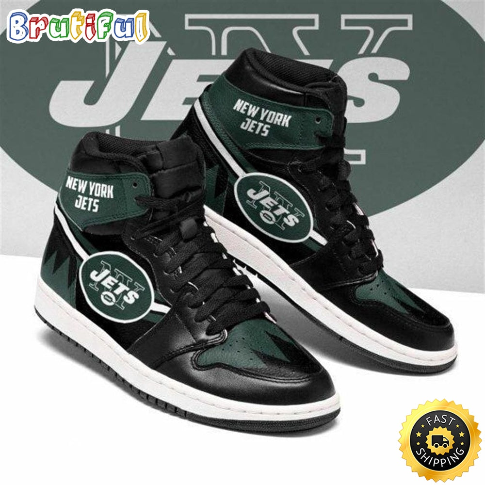 NFL New York Jets Black Green Air Jordan 1 High Sneakers