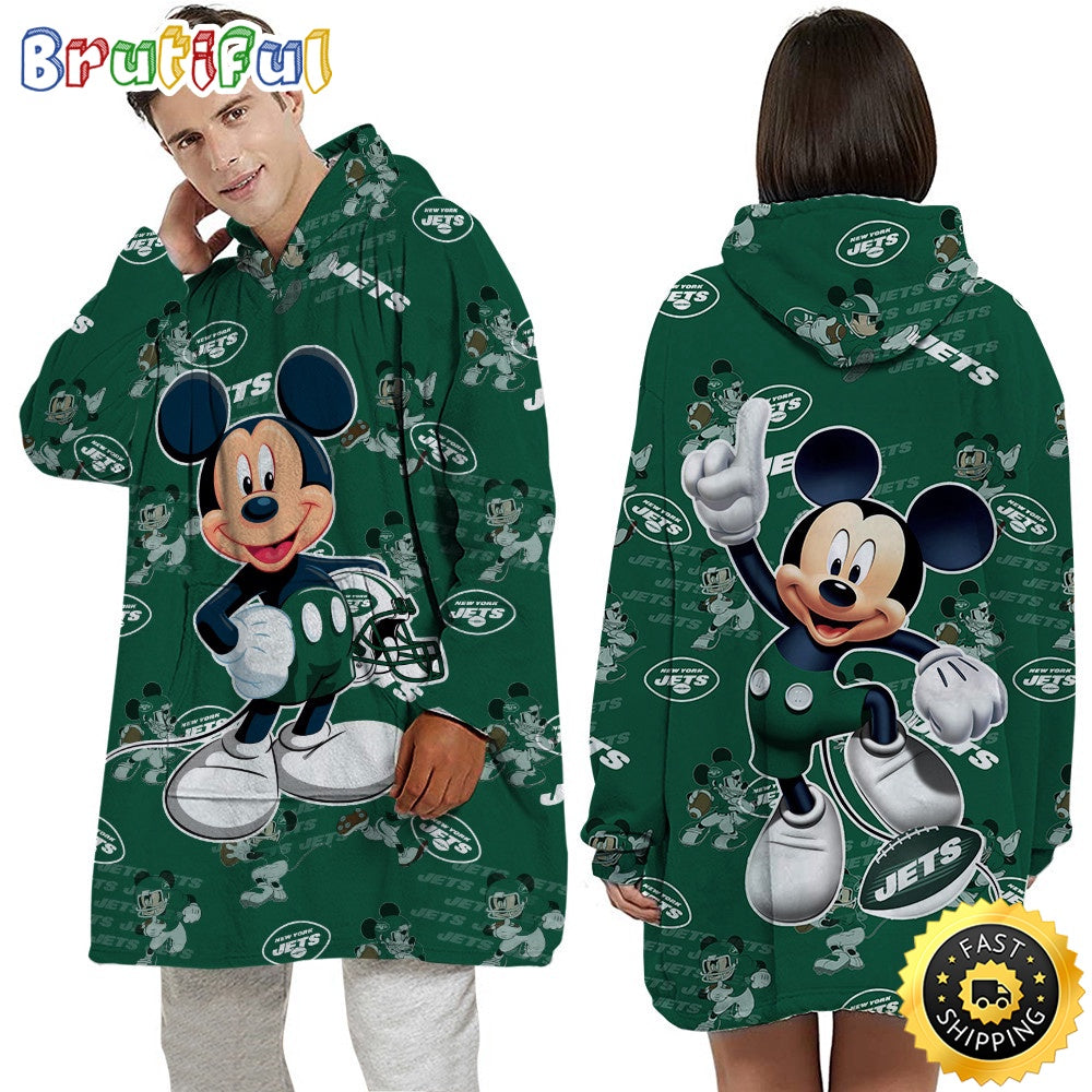 NFL New York Jets Blanket Hoodie Mickey Mouse Lover Unisex Hoodie