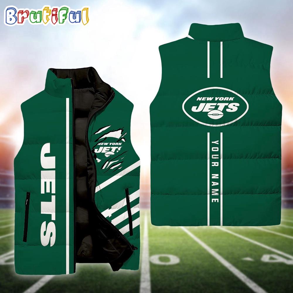 NFL New York Jets Football New Season Personalized Sleeveless Down Puffer Jacket