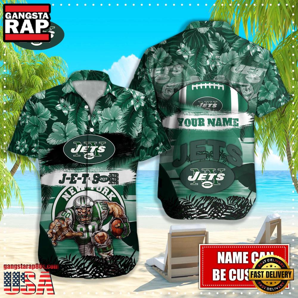 NFL New York Jets Mascot Football Aloha Hawaiian Shirt