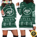 NFL New York Jets Nfl Hoodie Dress Christmas Print Hoodie Dress For Women