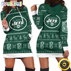 NFL New York Jets Nfl Hoodie Dress Christmas Print Hoodie Dress For Women