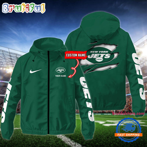 NFL New York Jets Special Football Logo Team Design Windbreaker Outdoor Jacket