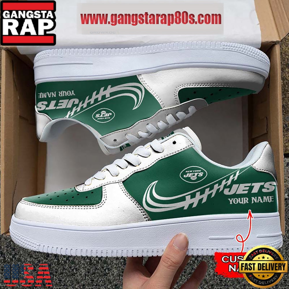 NFL New York Jets Unique Design Custom Name Air Force 1 Sneaker Shoes