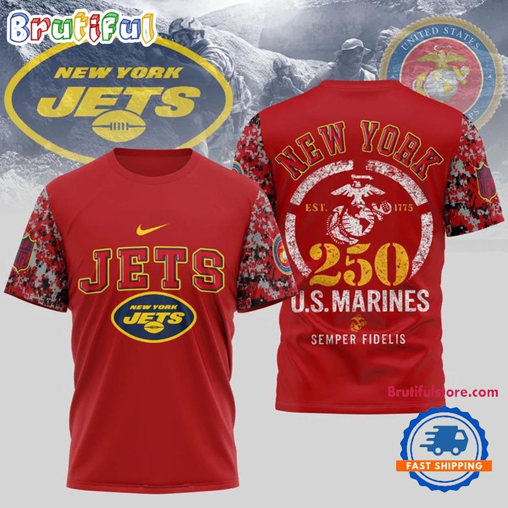 NFL New York Jets US Marines 250 Years Semper Fidelis 3D Shirt