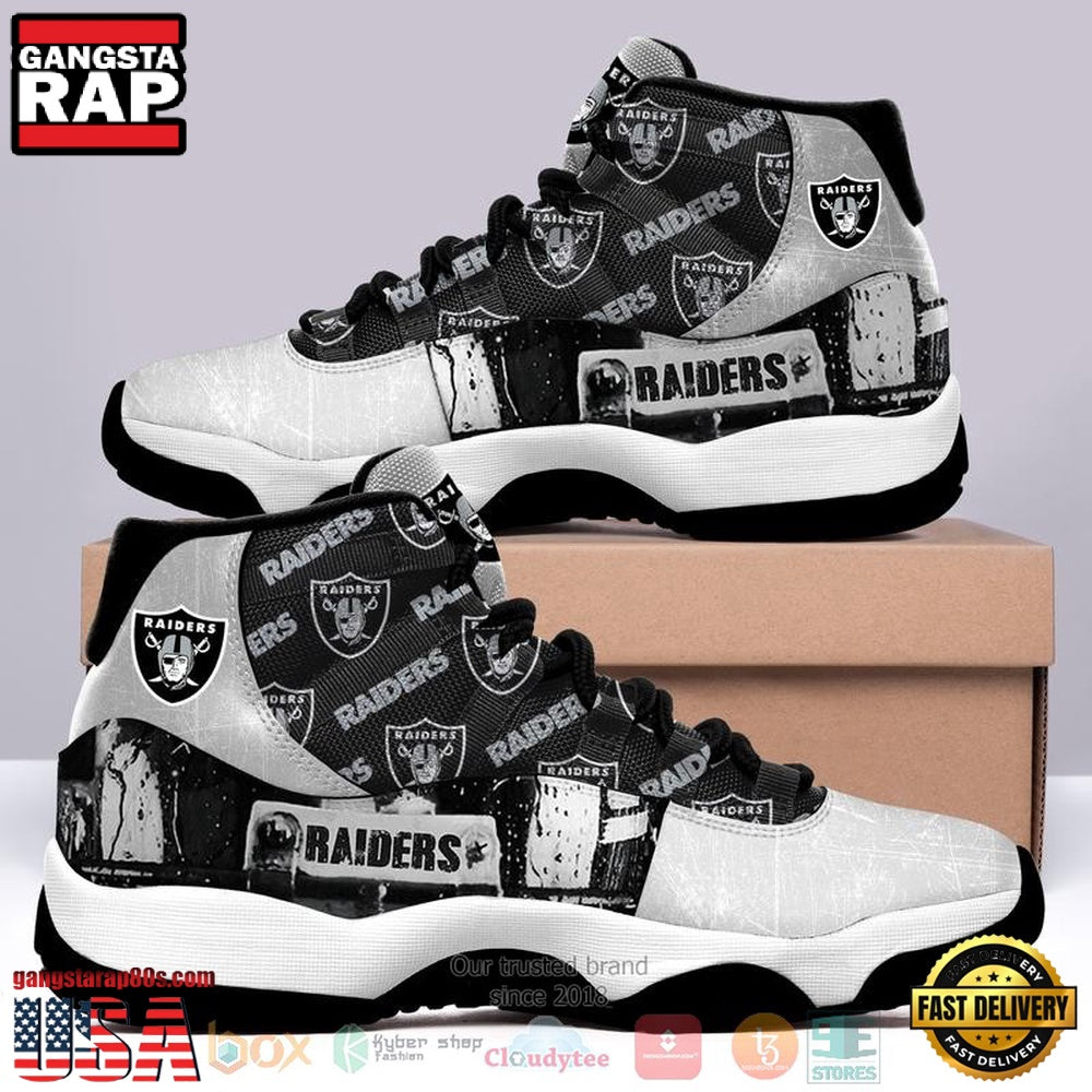 NFL Oakland Raiders Grey Unique Design Air Jordan 11 Shoes