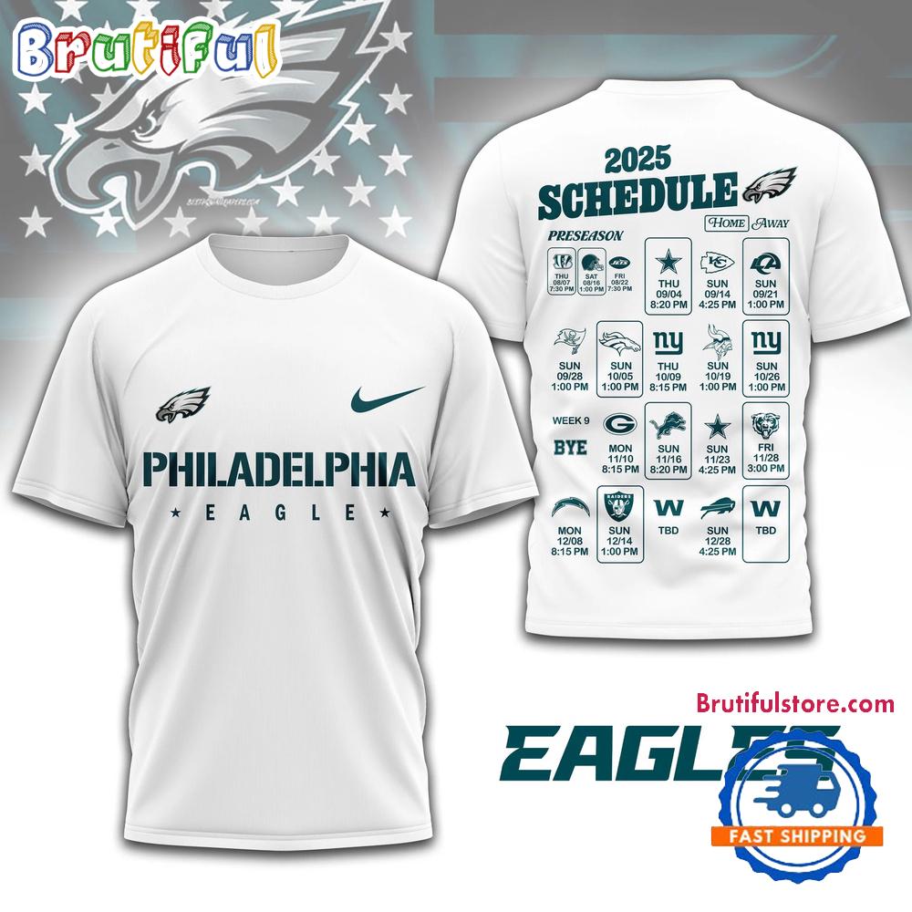 NFL Philadelphia Eagles 2025 SCHEDULE All Over Print Shirt, 2025 Football Schedule Shirts