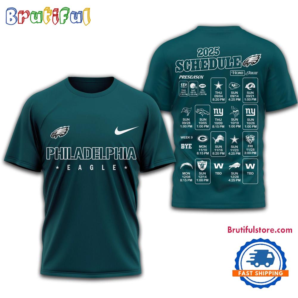 NFL Philadelphia Eagles 2025 SCHEDULE Unisex 3D Shirt