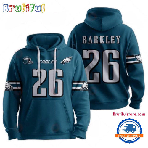 NFL Philadelphia Eagles #26 Barkley Champions Super Bowl LIX 2025 3D Hoodie