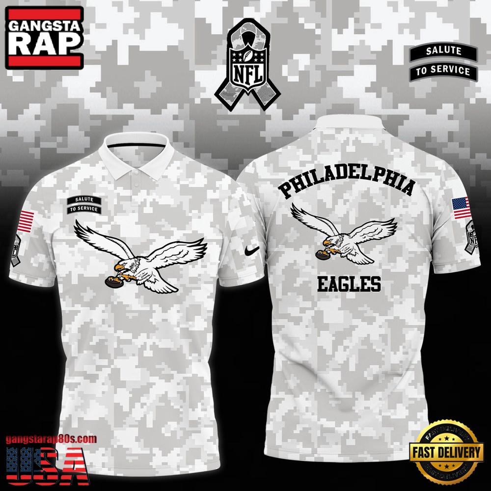 NFL Philadelphia Eagles Camo 2025 Salute to Service Polo Shirt