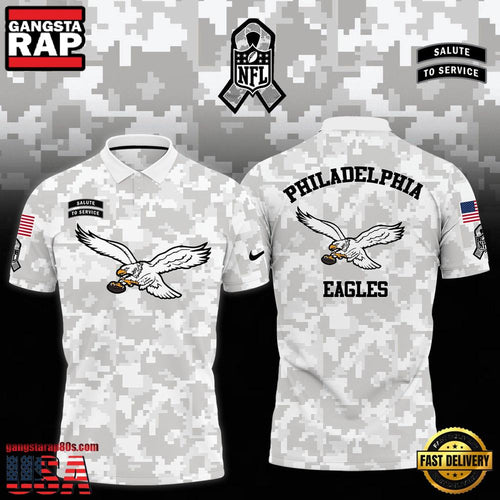NFL Philadelphia Eagles Camo 2025 Salute to Service Polo Shirt