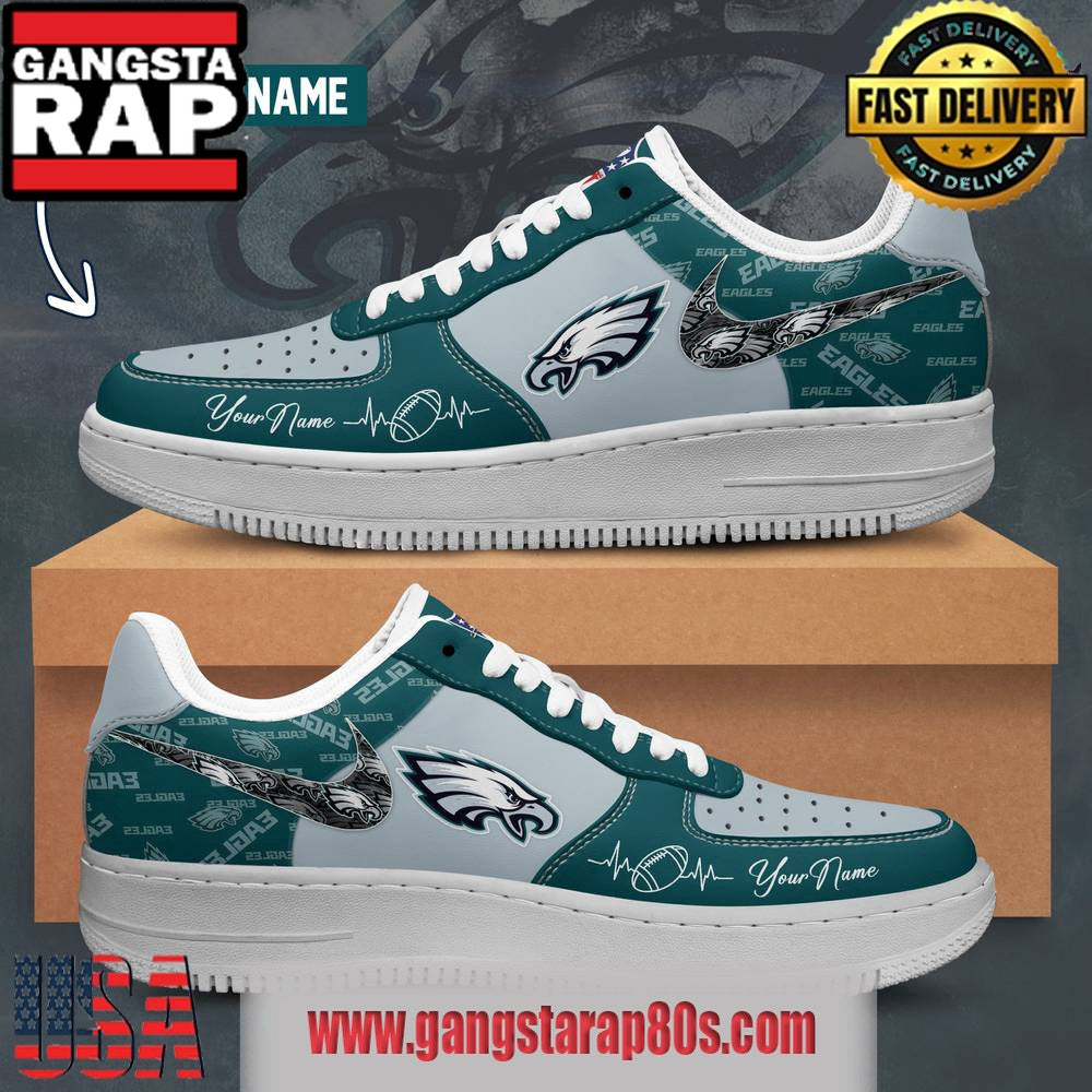 NFL Philadelphia Eagles Custom Name Air Force 1 Running Sneakers Shoes