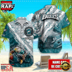 NFL Philadelphia Eagles Football American Flag Mascot Custom Name Aloha Hawaiian Shirt