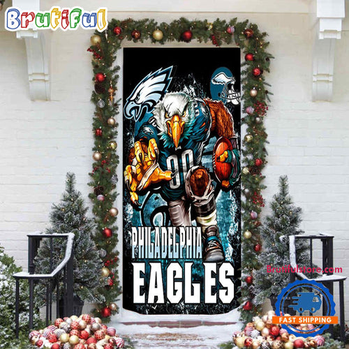 NFL Philadelphia Eagles Football Team Christmas Door Cover, Football Christmas Door Wrap