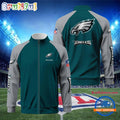 NFL Philadelphia Eagles Football Team Custom Name Standing Neck Zipper Jacket