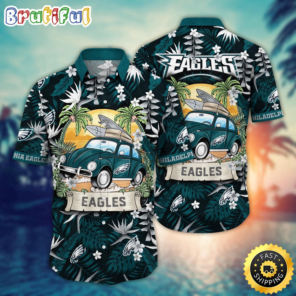 NFL Philadelphia Eagles Hawaii Shirt Car Plam Tree Aloha Shirt