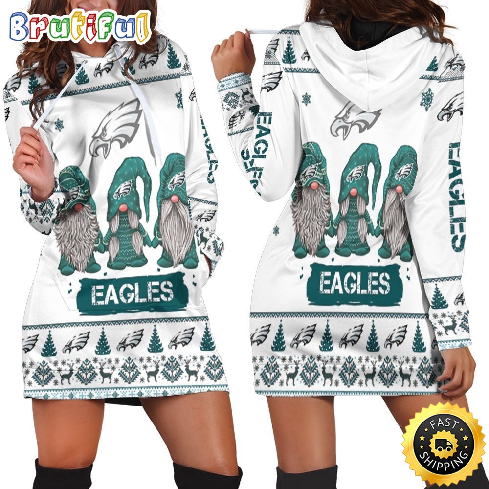 NFL Philadelphia Eagles Hoodie Dress Gnomes All Over Print Hoodie Women