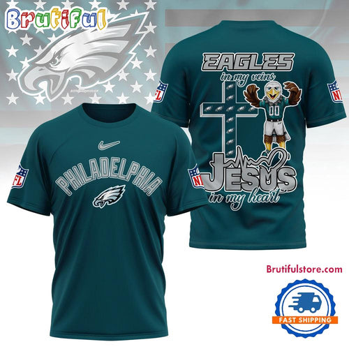 NFL Philadelphia Eagles Jesus In My Veins In My Heart All Over Print Shirt