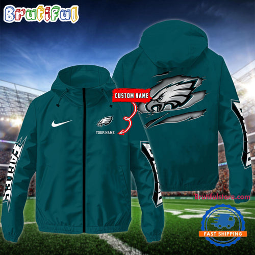 NFL Philadelphia Eagles Special Football Logo Team Design Windbreaker Outdoor Jacket