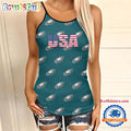 NFL Philadelphia Eagles USA Independence Day Women’s Criss Cross Tank Top