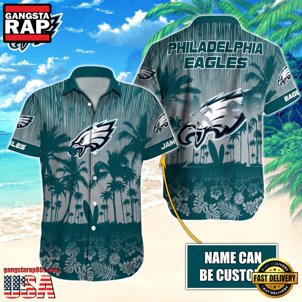 NFL Philadelphia Eagles Vintage Style Custom Name Aloha Hawaiian Shirt