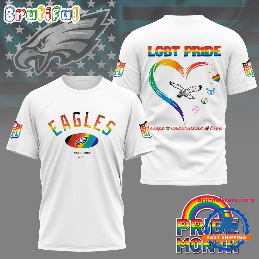 NFL Philadelphia Eagles x Pride Month 2025 3D Shirt, Football Accept Understand Love TShirt