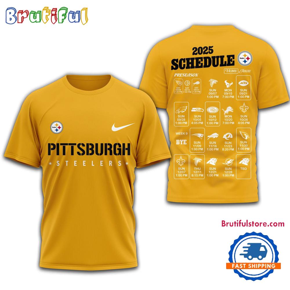 NFL Pittsburgh Steelers 2025 SCHEDULE Unisex 3D Shirt