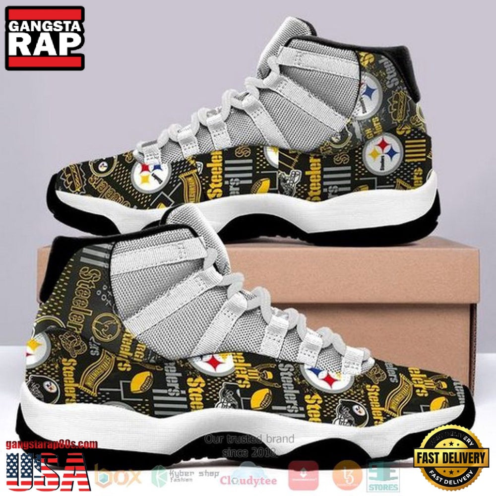 NFL Pittsburgh Steelers Black Unique Design Air Jordan 11 Shoes